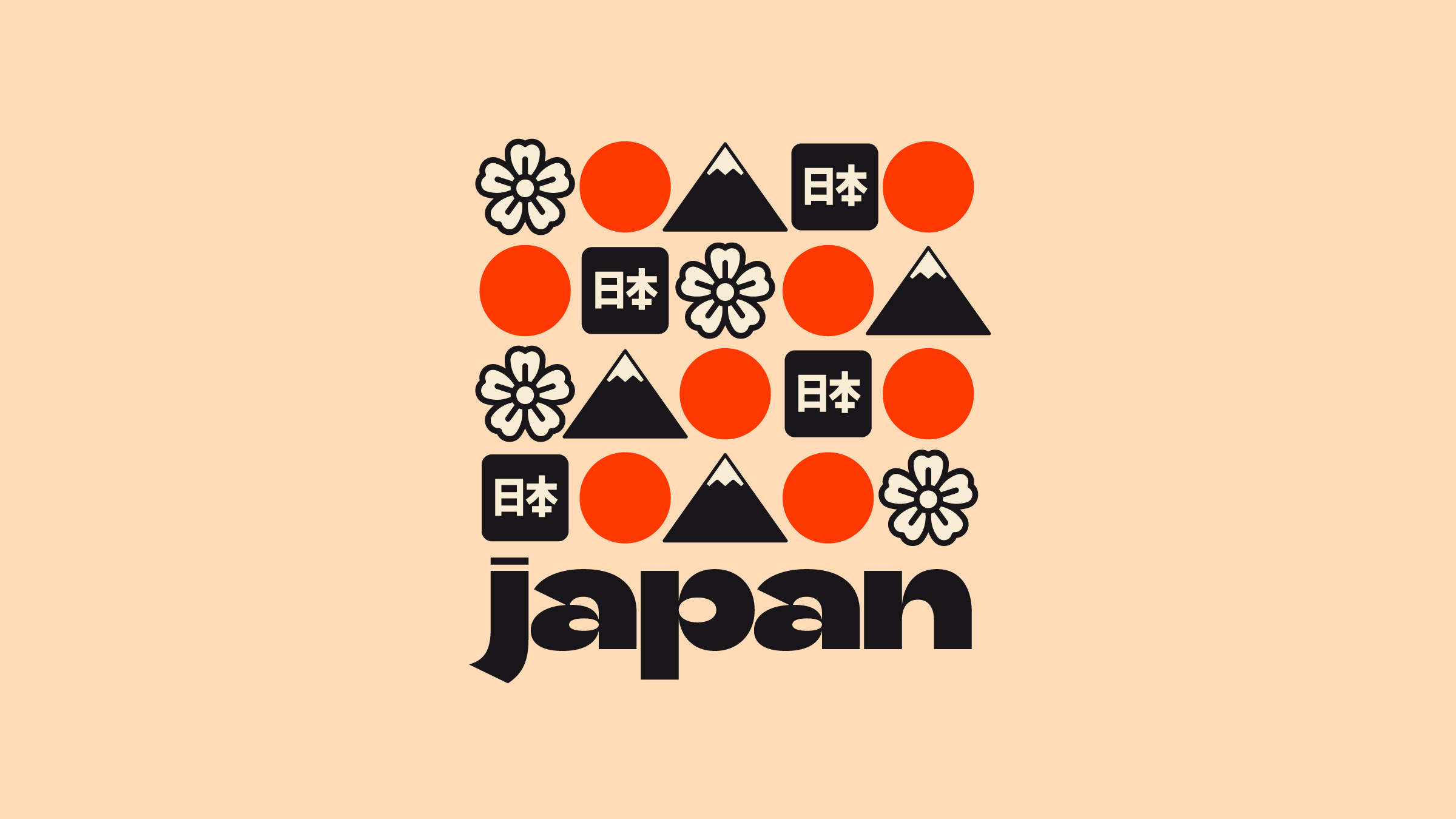 Japan Icon Grid Pattern — Minimal wallpaper in 3840x2160