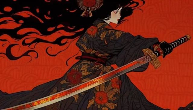 Crimson Onna-bugeisha wallpaper in 3840x2160
