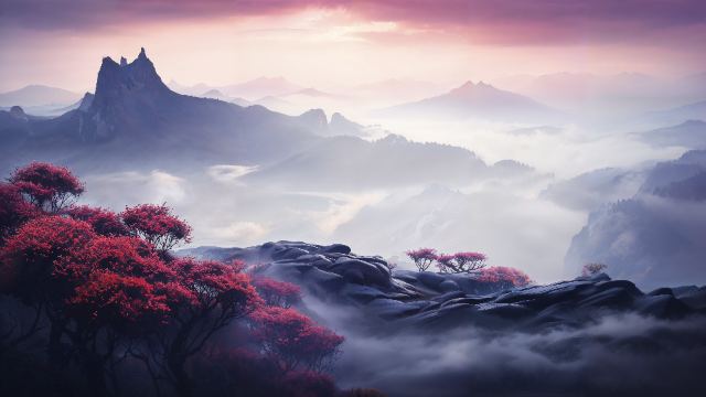 Crimson Mountain Landscape wallpaper in 3840x2160