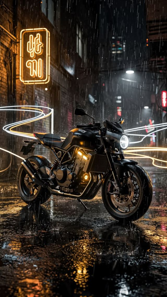 Neon Rain Rider wallpaper
