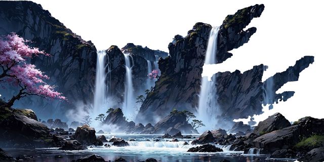 Floating Waterfall Sanctuary wallpaper in 2400x1200