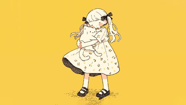 Girl With Cat wallpaper