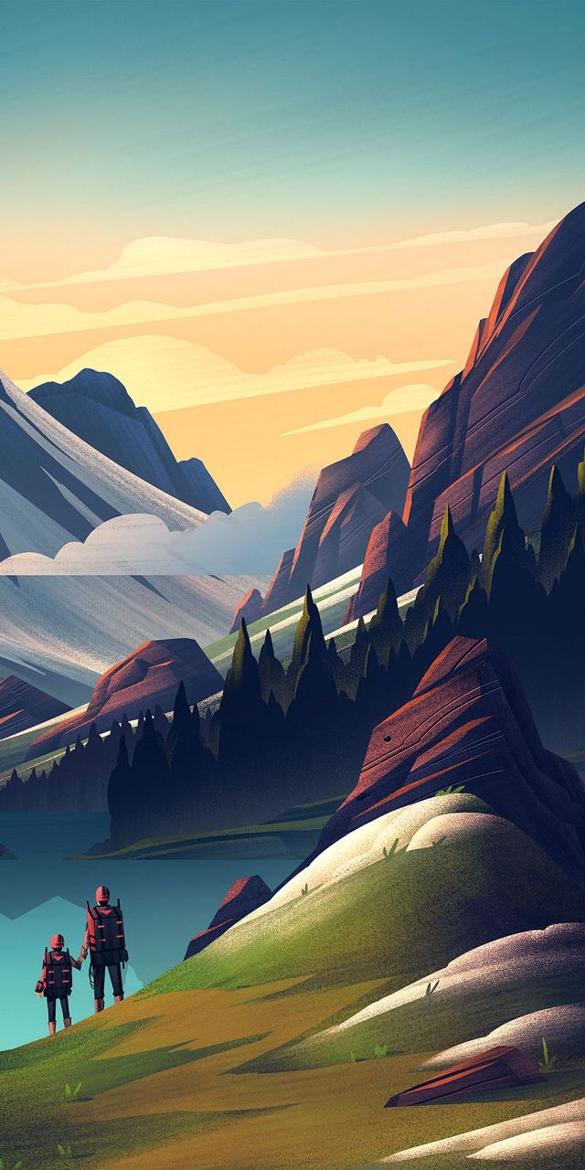 Father Child Mountain Hike wallpaper