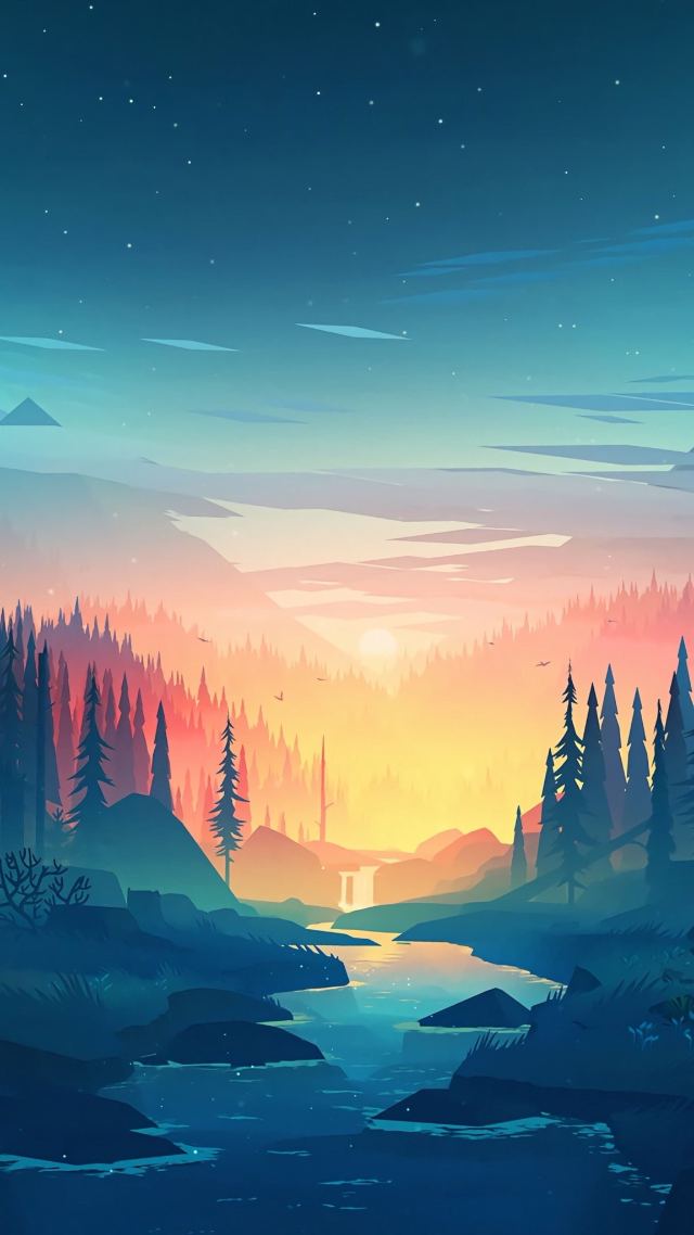 Sunrise Lake Waterfall wallpaper