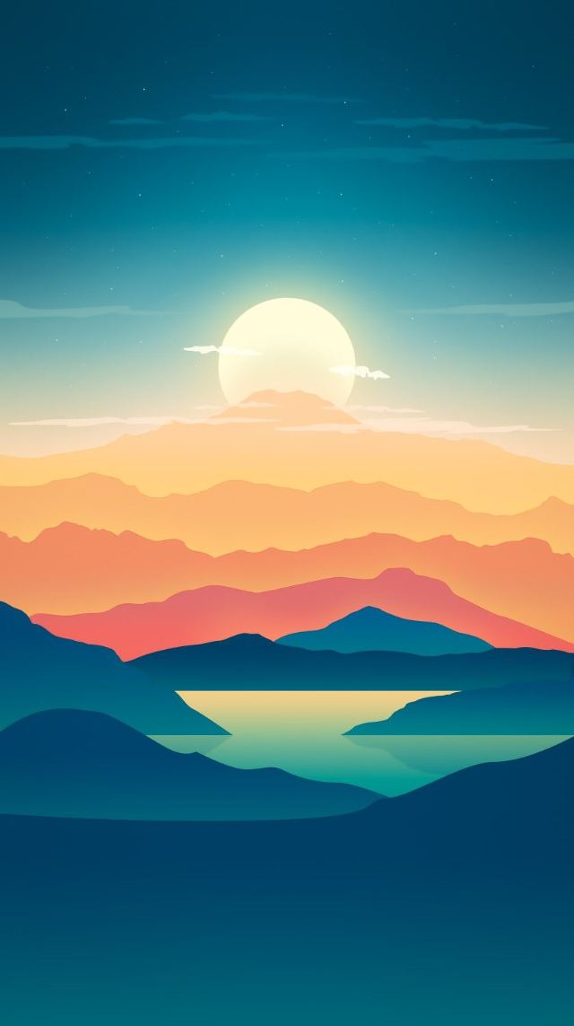 Layered Mountain Sunset wallpaper