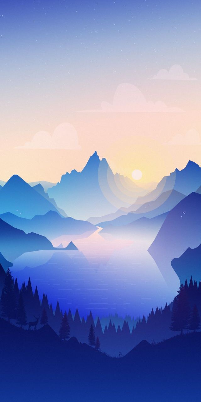 Dawn Misty Mountain Lake wallpaper