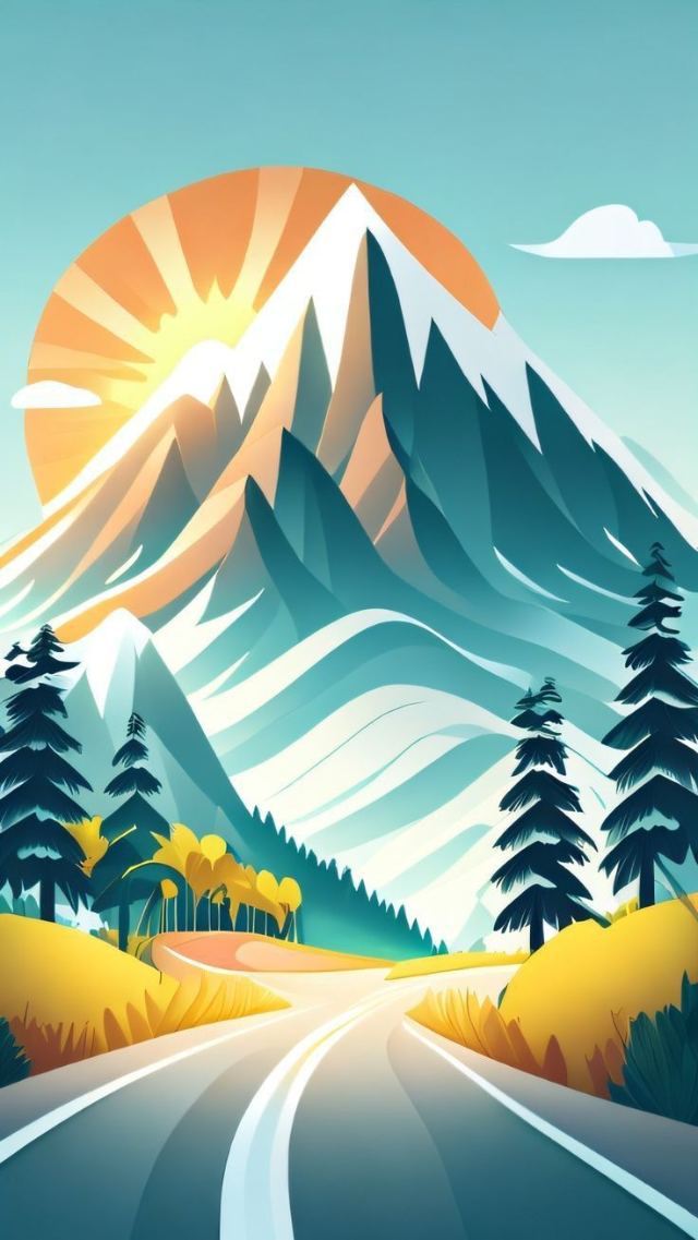 Mountain Road Sunrise wallpaper
