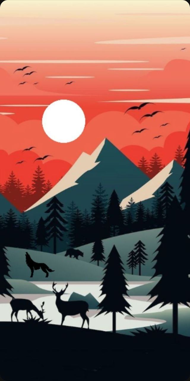 Minimal Wildlife Sunset wallpaper
