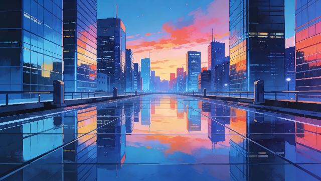 Reflective City Skyline wallpaper