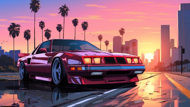 Retro Car Sunset wallpaper