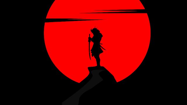 Samurai Katana Warrior Immortal Sun Silhouette Black wallpaper