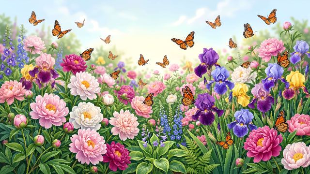 Vibrant Butterfly Garden wallpaper
