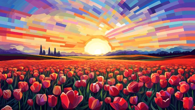 Vibrant Tulip Fields wallpaper