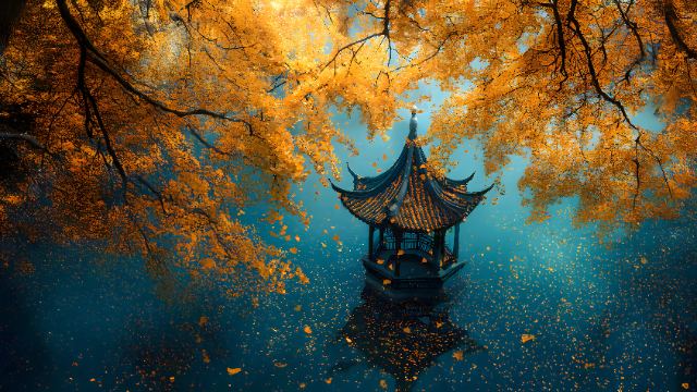 Golden Pavilion Reflection wallpaper in 3840x2160