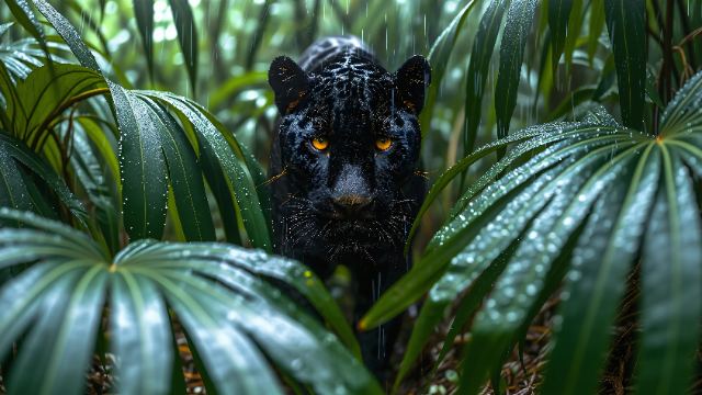 Black Panther in the Rain wallpaper in 3840x2160