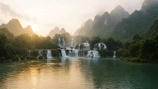 Golden Falls at Sunrise wallpaper in 3840x2160